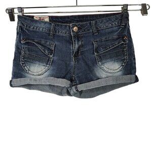 1st Kiss Denim Shorts Cuffed Women Juniors Size 13 Medium Wash Distressed